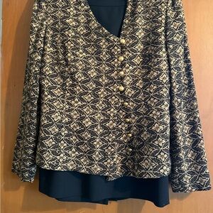 Vintage Patterned Jacket with Gold Buttons
Size 10 and lined skirt